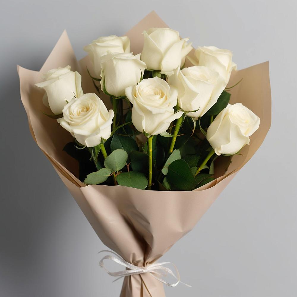 Букет 9 Белых роз Эдлесс Лав в Красноуральске