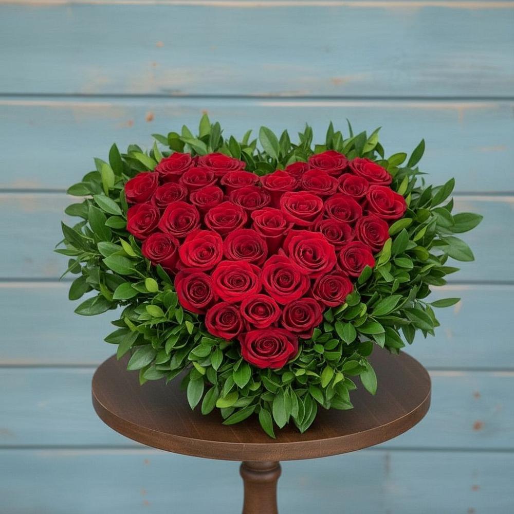 Цветочная композиция из Розы в виде сердца в Красноуральске