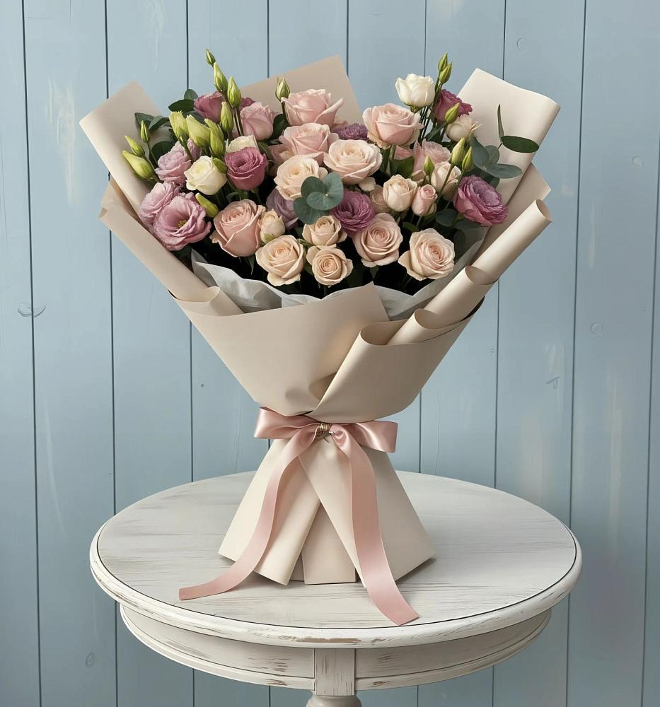 Букет цветов из: Розы и Лизиантусы в Красноуральске