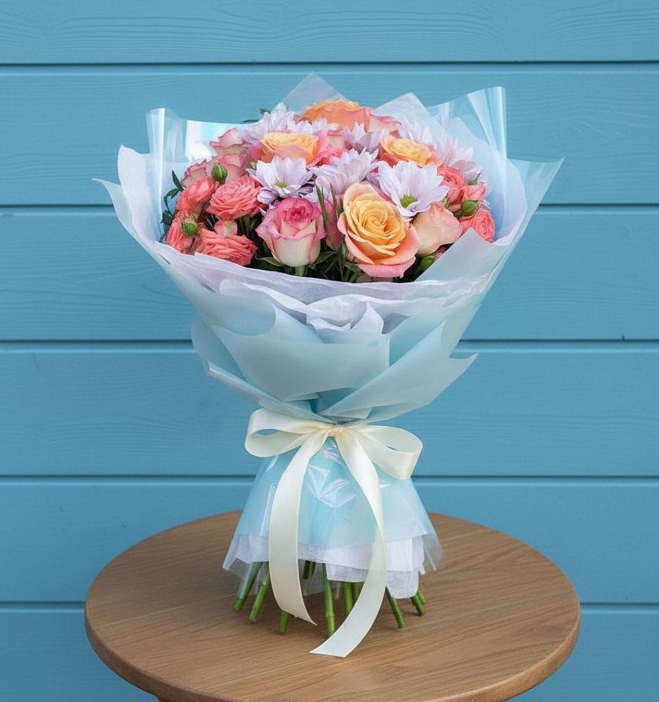 Букет цветов из: Хризантемы и Розы в Красноуральске