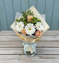 Букет цветов из:  Герберы, Розы и Хризантемы #REPLACE_PRED# Красноуральске